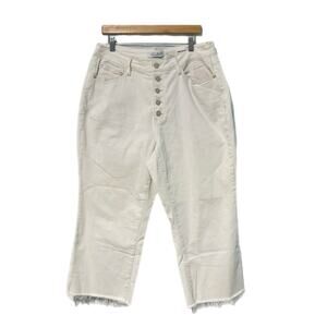 JUDY BLUE Jeans Women's Plus 16W Wide Leg Crop High Rise Button Fly White Denim